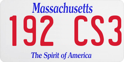 MA license plate 192CS3