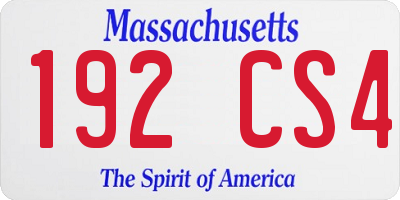 MA license plate 192CS4