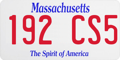 MA license plate 192CS5