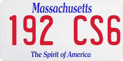 MA license plate 192CS6