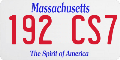MA license plate 192CS7