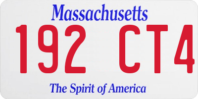 MA license plate 192CT4