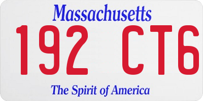 MA license plate 192CT6