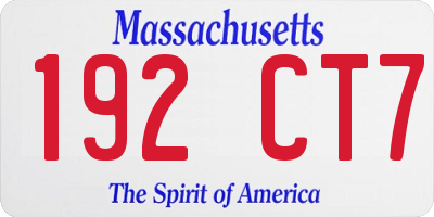 MA license plate 192CT7