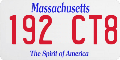 MA license plate 192CT8