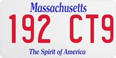 MA license plate 192CT9