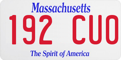 MA license plate 192CU0