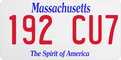 MA license plate 192CU7