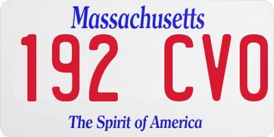 MA license plate 192CV0