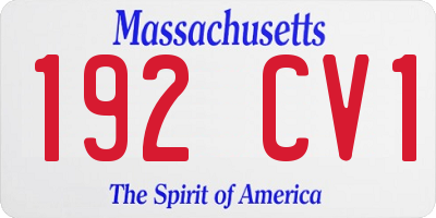 MA license plate 192CV1