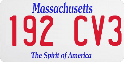 MA license plate 192CV3