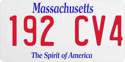 MA license plate 192CV4