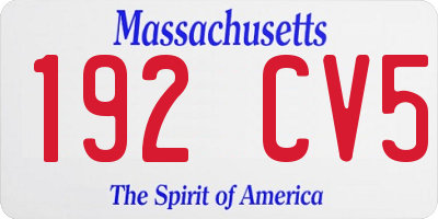 MA license plate 192CV5
