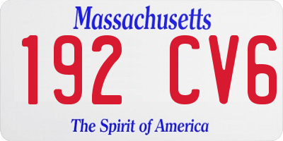 MA license plate 192CV6