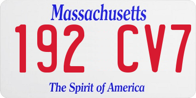 MA license plate 192CV7
