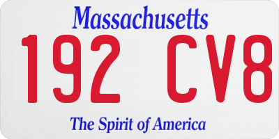 MA license plate 192CV8