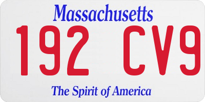 MA license plate 192CV9