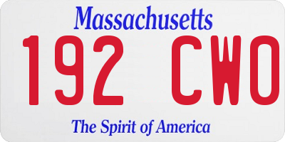 MA license plate 192CW0