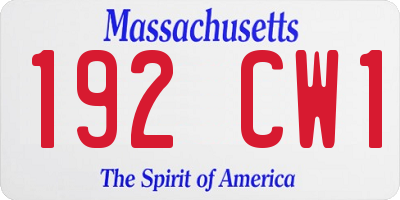 MA license plate 192CW1