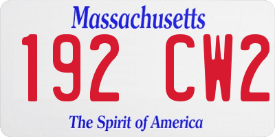 MA license plate 192CW2