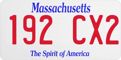 MA license plate 192CX2