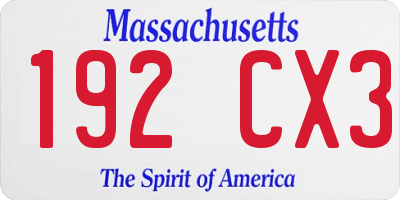 MA license plate 192CX3