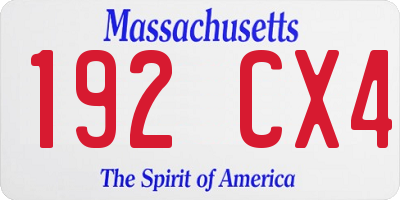 MA license plate 192CX4