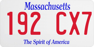 MA license plate 192CX7