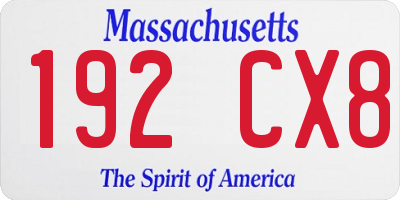 MA license plate 192CX8
