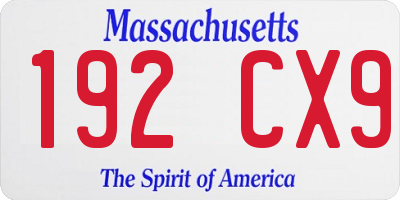 MA license plate 192CX9
