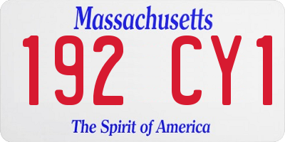 MA license plate 192CY1