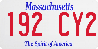 MA license plate 192CY2