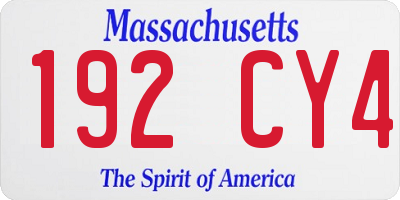 MA license plate 192CY4