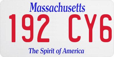 MA license plate 192CY6