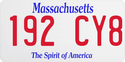 MA license plate 192CY8