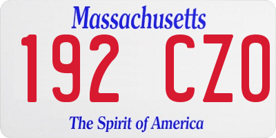 MA license plate 192CZ0