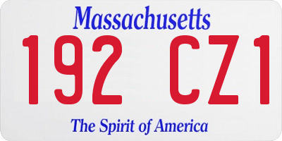 MA license plate 192CZ1