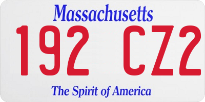 MA license plate 192CZ2