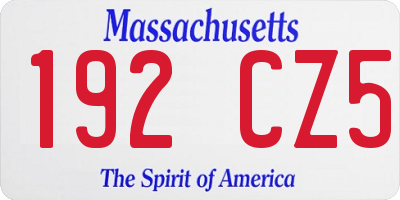 MA license plate 192CZ5