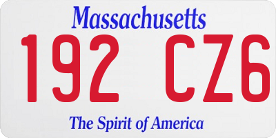 MA license plate 192CZ6