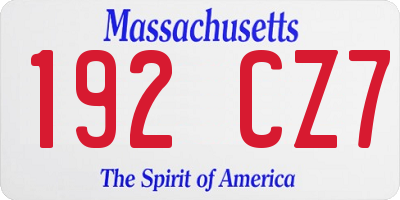 MA license plate 192CZ7