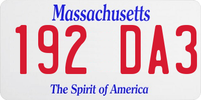 MA license plate 192DA3