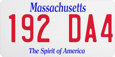 MA license plate 192DA4