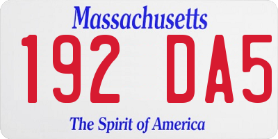 MA license plate 192DA5