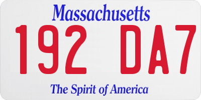 MA license plate 192DA7