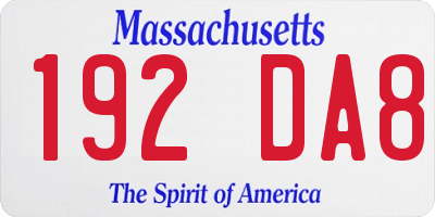 MA license plate 192DA8