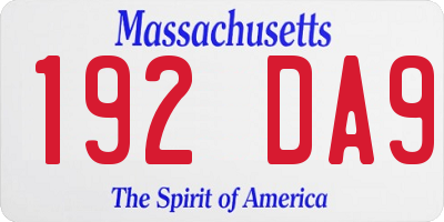 MA license plate 192DA9