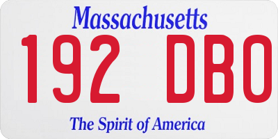 MA license plate 192DB0