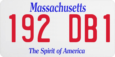 MA license plate 192DB1