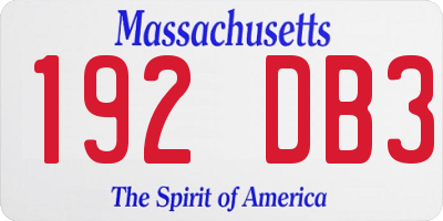 MA license plate 192DB3